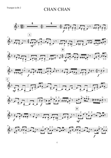 Free Sheet Music Chan Chan Trumpet 2