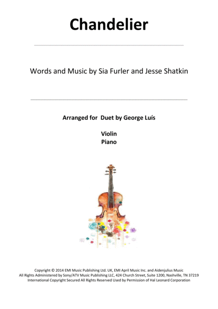 Free Sheet Music Chandelier For Duet Violin And Piano
