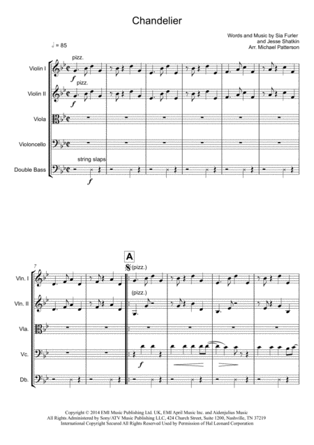 Chandelier String Orchestra Sheet Music