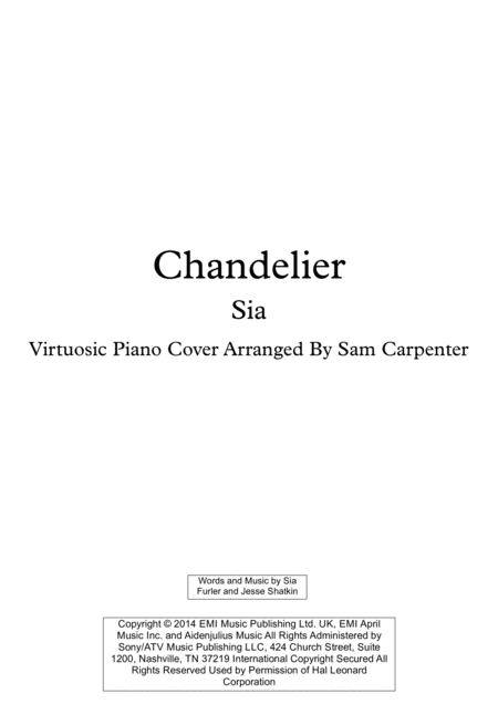 Free Sheet Music Chandelier Virtuosic Piano Solo