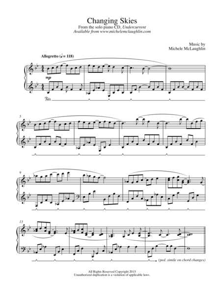 Free Sheet Music Changing Skies