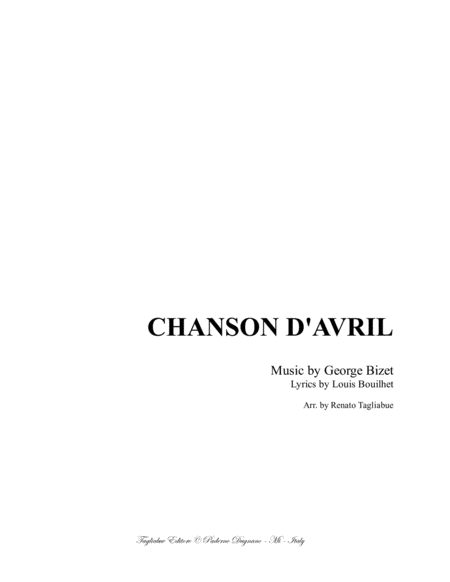 Free Sheet Music Chanson D Avril Bizet For Soprano E Piano