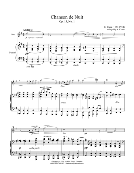 Free Sheet Music Chanson De Nuit And Chanson De Matin Op 15 For Flute And Piano