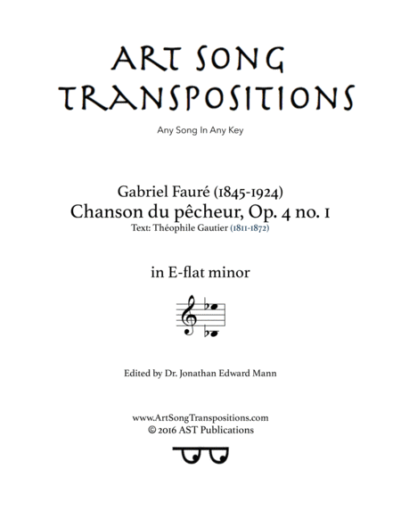 Chanson Du Pcheur Op 4 No 1 E Flat Minor Sheet Music