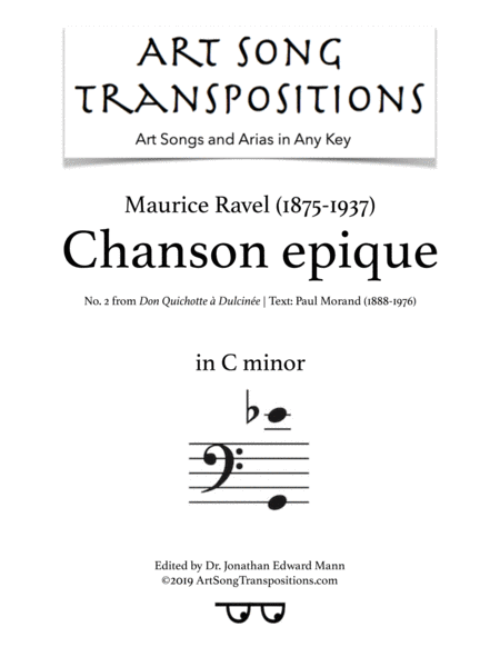 Chanson Epique Transposed To C Minor Sheet Music