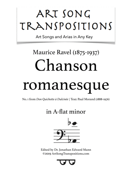 Free Sheet Music Chanson Romanesque Transposed To A Flat Minor