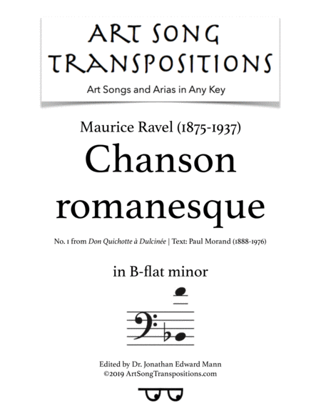 Chanson Romanesque Transposed To B Flat Minor Sheet Music