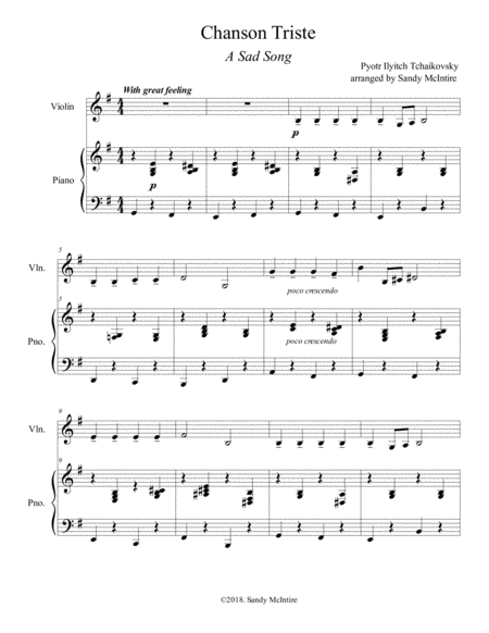 Chanson Triste A Sad Song Sheet Music