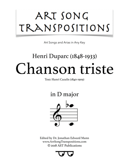 Free Sheet Music Chanson Triste D Major