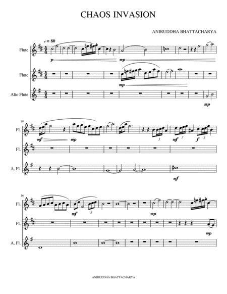 Chaos Invasion A Flute Trio 2 C Flute 1 G Flute Sheet Music