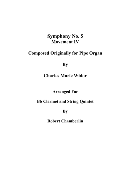 Charles Marie Widors Symphony No 5 Movement Iv Instrumental Arrangement Sheet Music