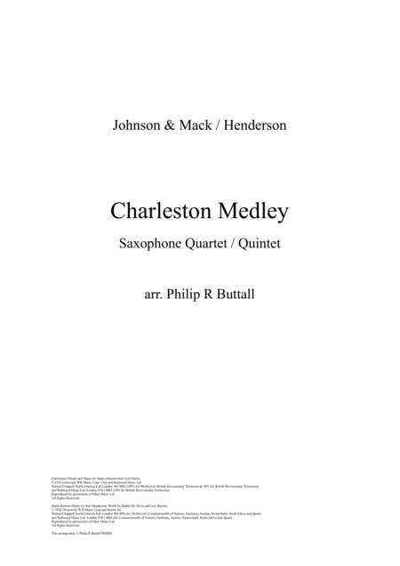 Charleston Medley Saxophone Quartet Quintet Score Sheet Music