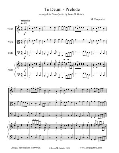 Charpentier Te Deum Prelude For Piano Quartet Sheet Music