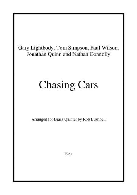 Chasing Cars Snow Patrol Brass Quintet Sheet Music