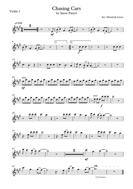 Free Sheet Music Chasing Cars