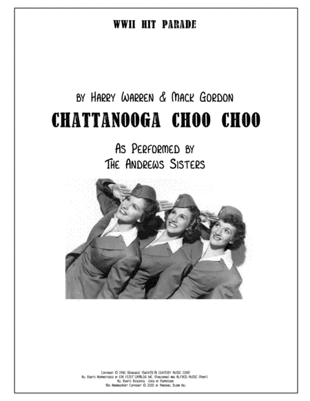 Free Sheet Music Chattanooga Choo Choo The Andrews Sisters