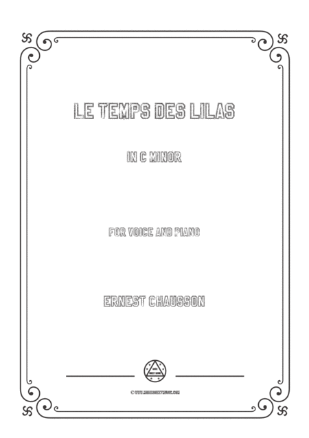 Free Sheet Music Chausson Le Temps Des Lilas In C Minor For Voice And Piano