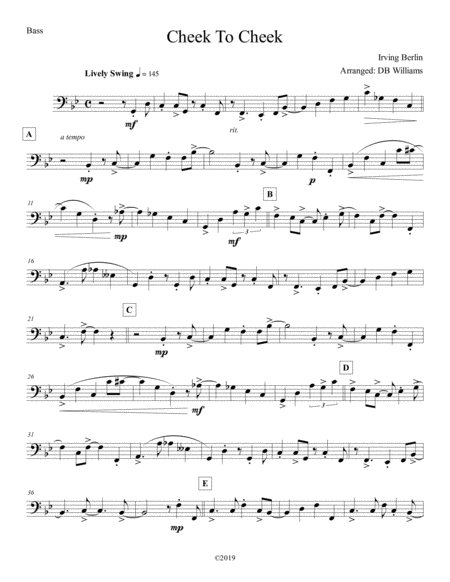 Free Sheet Music Cheek To Cheek Bass