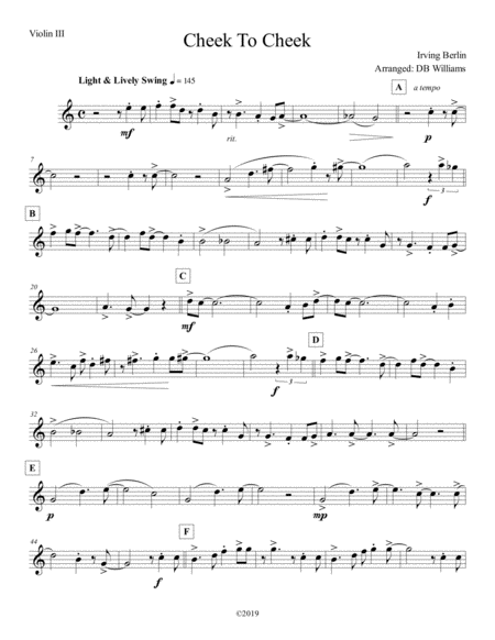 Free Sheet Music Cheek To Cheek Violin 3