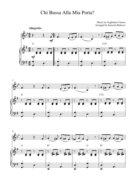 Free Sheet Music Chi Bussa Alla Mia Porta