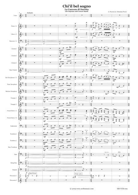 Chi Il Bel Sogno La Canzone Di Doretta From La Rondine For Soprano Solo And Concert Band Sheet Music