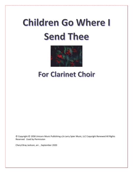 Free Sheet Music Children Go Where I Send You For Clarinet Choir