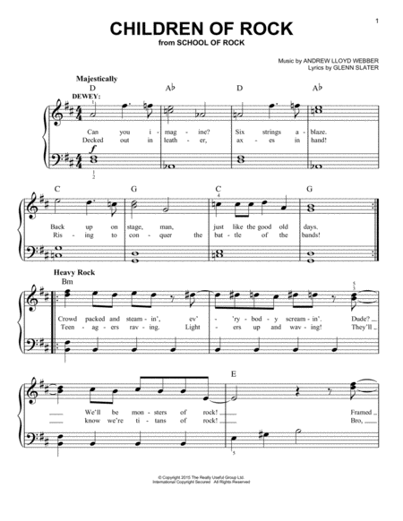 Children Of Rock From School Of Rock The Musical Sheet Music