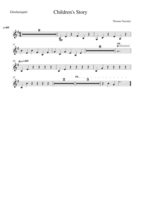 Childrens Story Glockenspiel Part Sheet Music