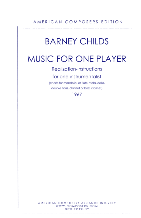 Childs Music For One Player Sheet Music