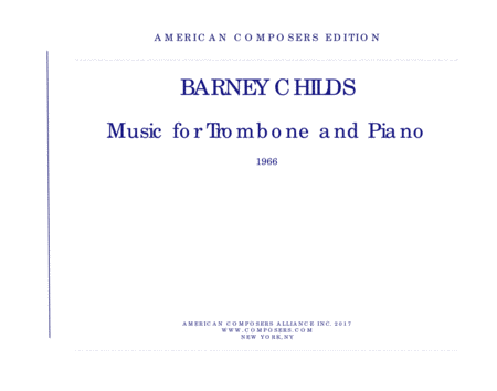 Childs Music For Trombone And Piano Sheet Music