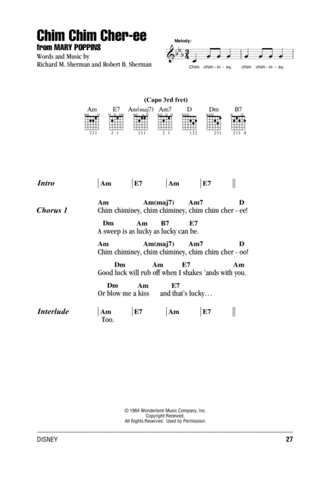 Chim Chim Cher Ee From Mary Poppins Sheet Music