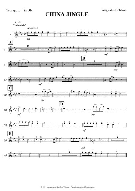 China Jingle Jingle Bells In A Chinese Style For Brass Quintet Sheet Music