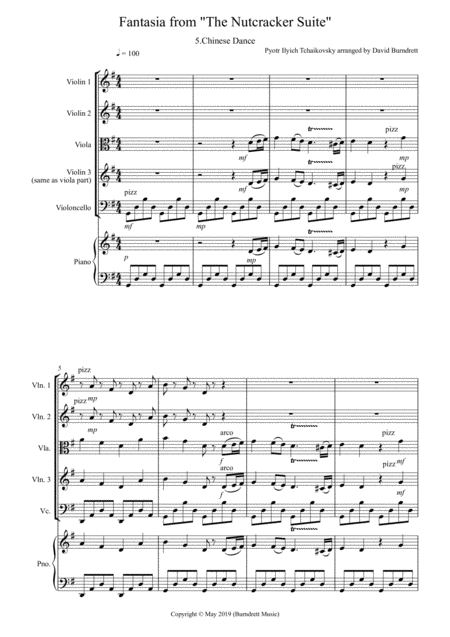 Free Sheet Music Chinese Dance Fantasia From Nutcracker For String Quartet