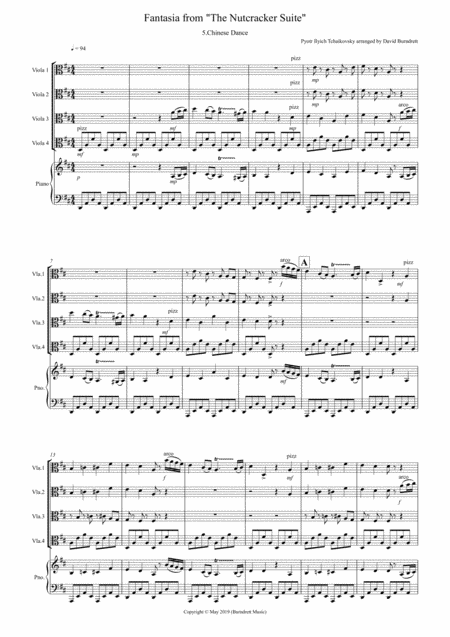 Free Sheet Music Chinese Dance Fantasia From Nutcracker For Viola Quartet