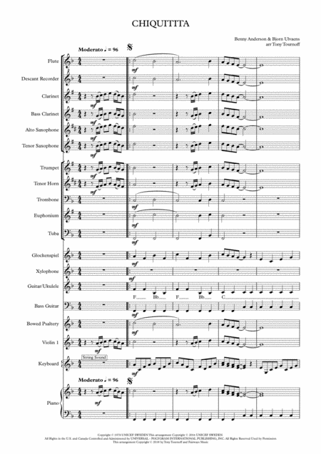 Free Sheet Music Chiquitita For Mixed Ensemble