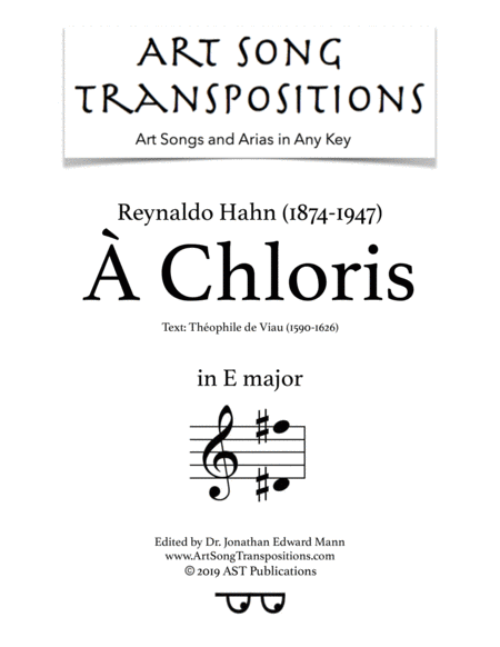 Free Sheet Music Chloris E Major