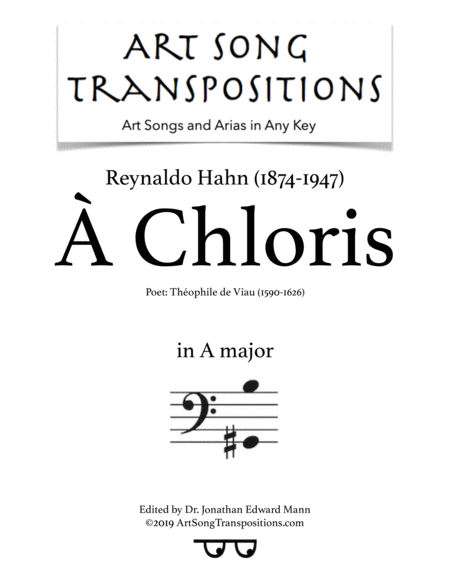 Chloris Transposed To A Major Bass Clef Sheet Music