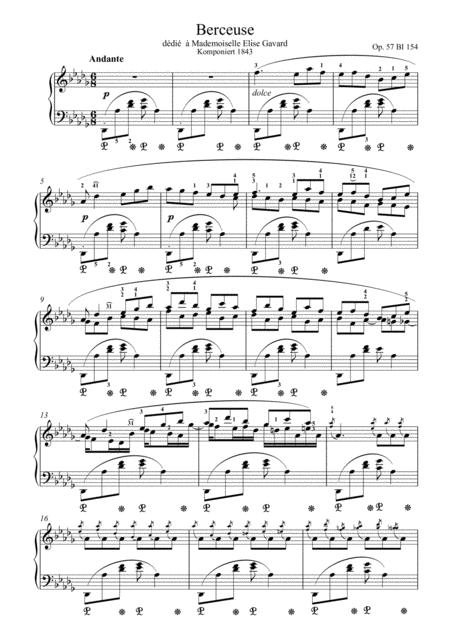 Free Sheet Music Chopin Berceuse In D Flat Major Op 57 Piano