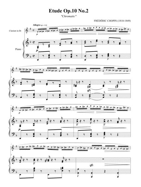 Free Sheet Music Chopin Chromatic Etude Op 10 No 2 For Clarinet And Piano Arr Seunghee Lee