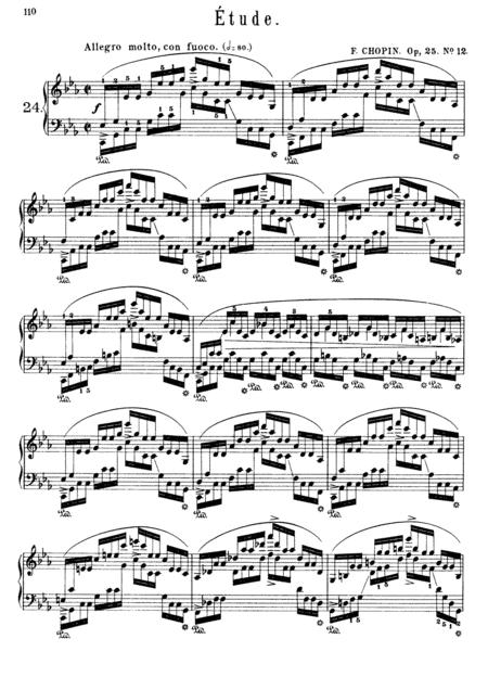 Chopin Etude In C Minor Op 25 No 12 Original Complete Version Sheet Music