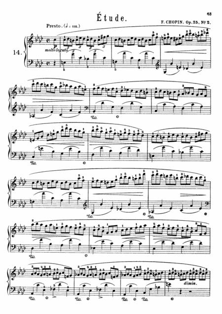 Chopin Etude In F Minor Op 25 No 2 Original Complete Version Sheet Music