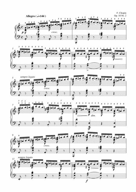 Free Sheet Music Chopin Etude Op 10 No 2