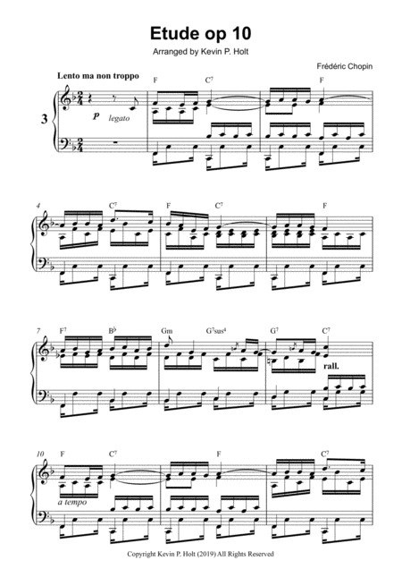 Chopin Etude Op 10 No 3 Easy Piano Sheet Music