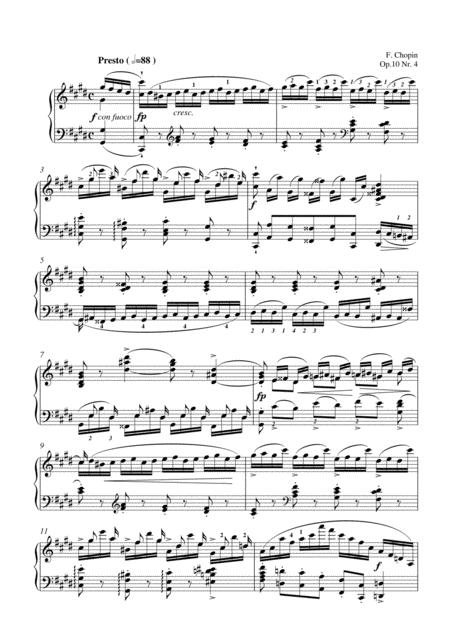 Free Sheet Music Chopin Etude Op 10 No 4