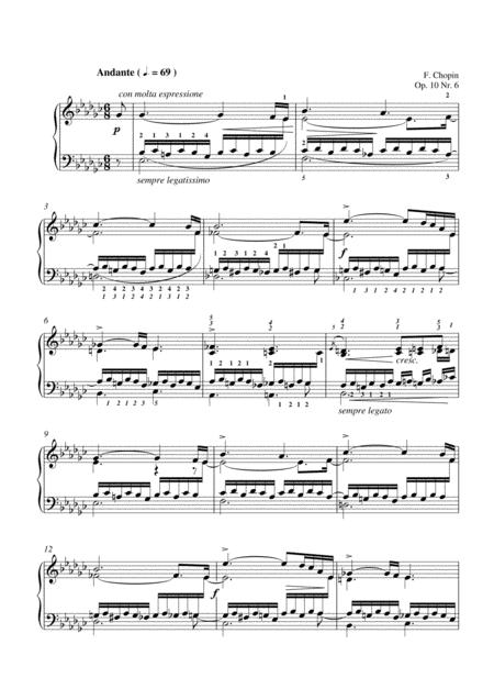 Free Sheet Music Chopin Etude Op 10 No 6