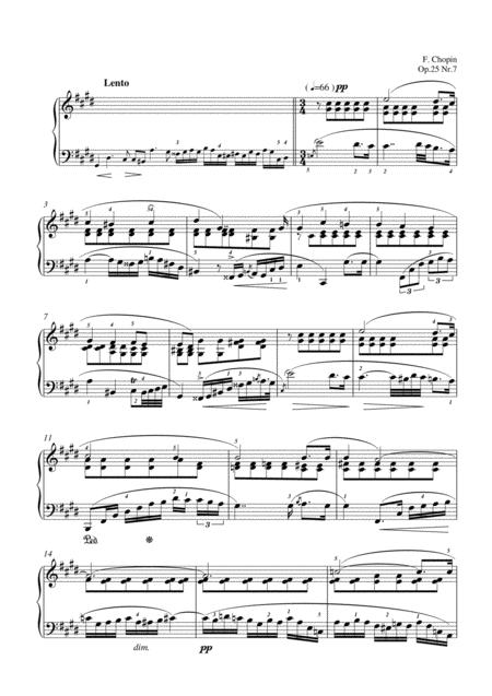 Free Sheet Music Chopin Etude Op 25 No 7