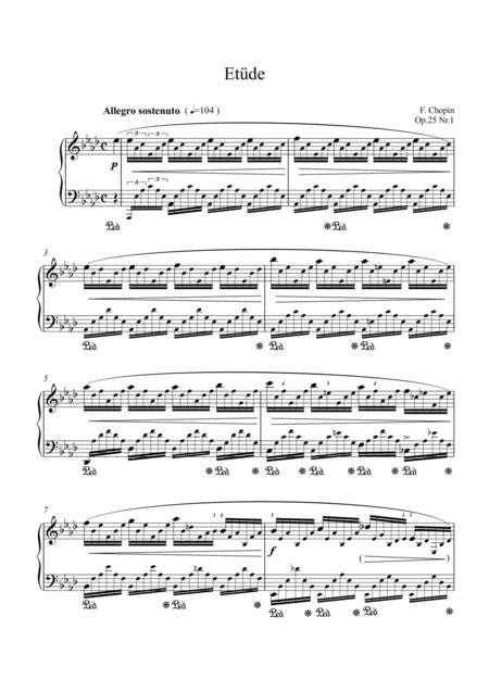 Free Sheet Music Chopin Etuede Op 25 No 1