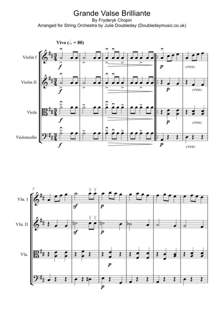 Chopin Grande Valse Brilliante For String Quartet Score And Parts Sheet Music