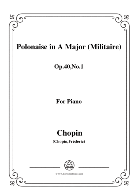 Chopin Polonaise In A Major Militaire Op 40 No 1 For Piano Sheet Music