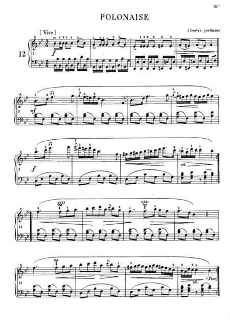 Free Sheet Music Chopin Polonaise In Bb Major Op Posth No1 Original Version